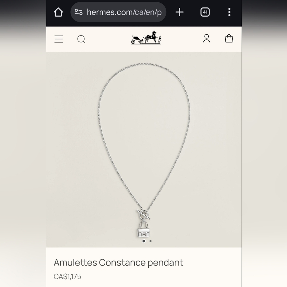 Hermes "Amulettes Constance" Sterling Silver Necklace